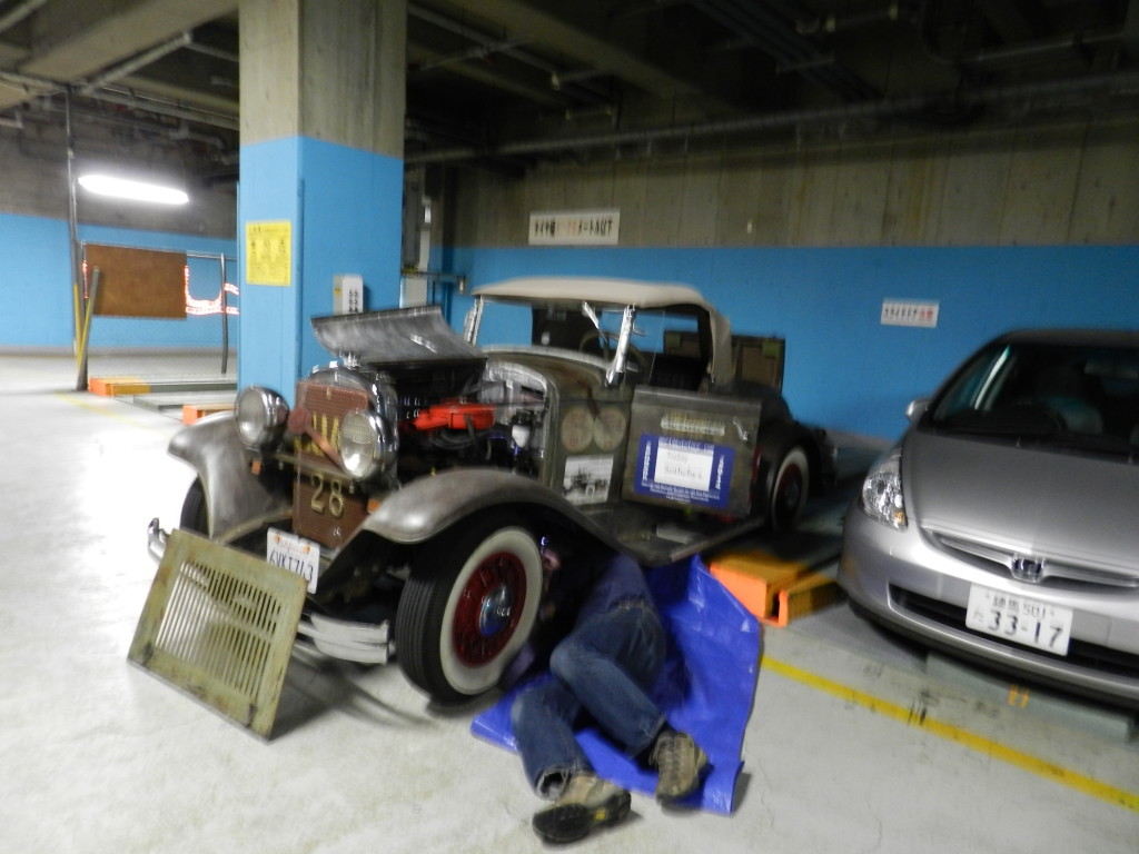 Luke adjusting the clutch on the 1928 Plymouth