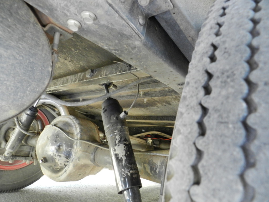 The collapsed rear air shocks