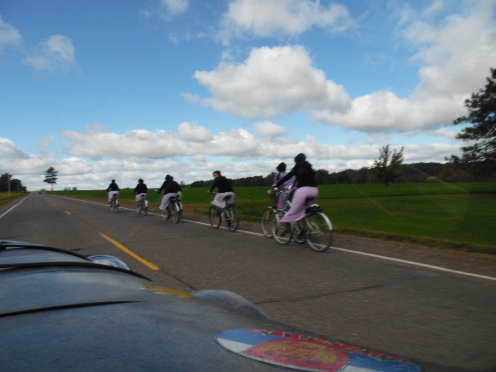 Young Amish girls on bikes ....you can only find this on the backroads!!